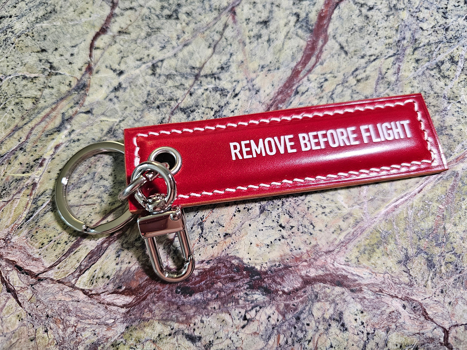 Leather Remove Before Flight Keychains