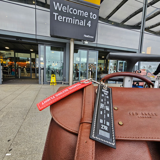 London Heathrow (LHR) Airport Runway Leather Keychain